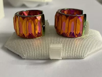 Stunning Genuine Swarovski Curiosa Hoop Crystal Earrings Orange 5599876 - NEW • $153.28