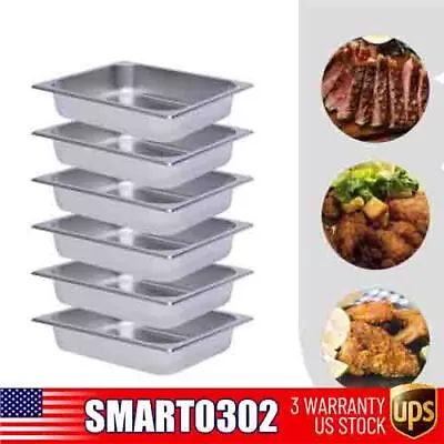 6-Pack Hotel Pans Commercial Steam Table Pan Stainless Steel Food Pan 1/2 Size！ • $33.25