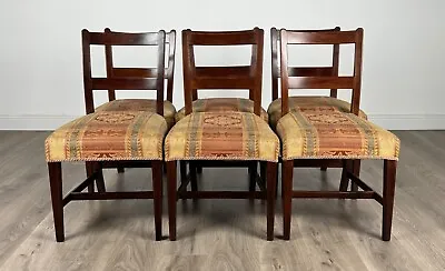 Antique 18th Century Set Of 6 Inlaid Dining Chairs In Mahogany ( REF AF-3173 ) • £550