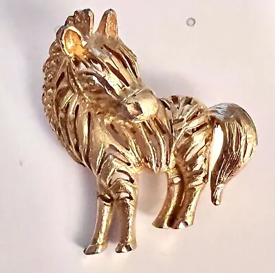 Vintage Zebra 1.5  X 1.5  Pin Brooch In Gold-Tone Cute • $7.50