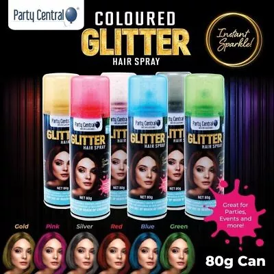 6PC Hair Spray Paint GLITTER Non-Toxic Washable Party Fun Fluro Dye Colouring • $39.05