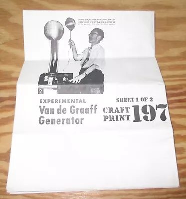 Vintage Experimental Van De Graaff Generator Craft Print 197 • $20