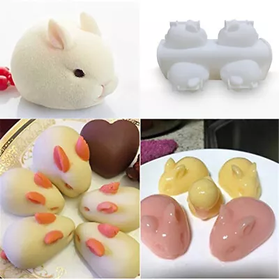 3D Rabbit Silicone Mold Mousse Cake Decor Jelly Baking Candy Ice Cream Mould • $8.84