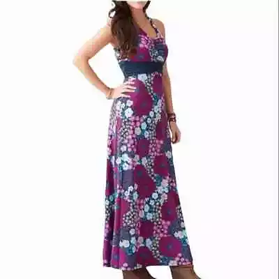 Matilda Jane My Fair Lady Halter Tie Maxi Dress Open Back Purple Blossoms • $34.99