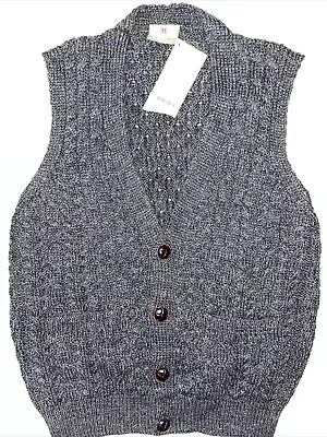 Aran Waistcoat Medium CARRAIG DONN IRELAND~Cable Knit 100% Wool CARDIGAN VEST • $59.99