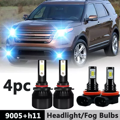 8000k For Ford Explorer 2011-2015 - 4x Combo LED Headlights Fog Light Bulbs Kit • $24.79