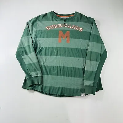 Nike Miami Hurricanes Henley Shirt Long Sleeve Green Striped Men’s Size XL • $17.95