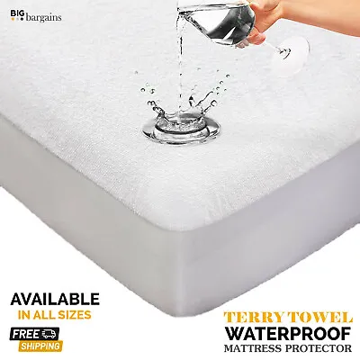 £11.95 • Buy Waterproof Terry Towel Mattress Protector Extra Fitted Sheet Bed Cover All Sizes