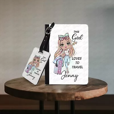 £15.99 • Buy Personalised Passport Holder And Luggage Tag Set This Girl Loves To Travel
