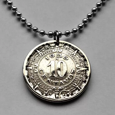 1936 Mexico 10 Ct Coin Pendant Aztec Sun Stone Calendar Piedra Sol Zócalo 001108 • $17.99