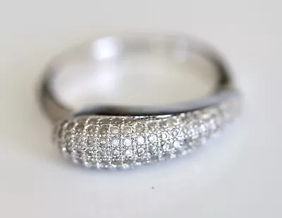 925 Sterling Silver Micropave Ring With Cubic Zirconia Cocktail Ring  • $4.99