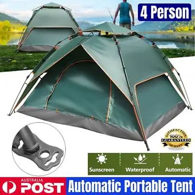 $59.49 • Buy Pop Up Tent Automatic 3-4 Man Person Family Tent Camping Festival Shelter Beach