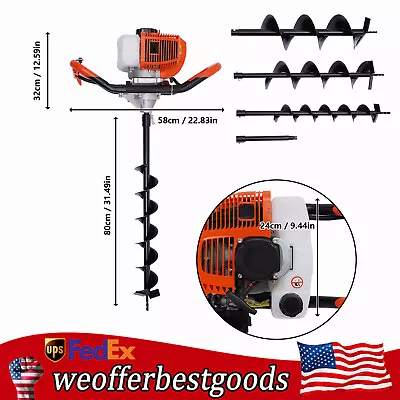 2-Stroke 52CC Earth Auger Gas Powered One Man Post Hole Digger Machine& 3pc Bit • $139.65