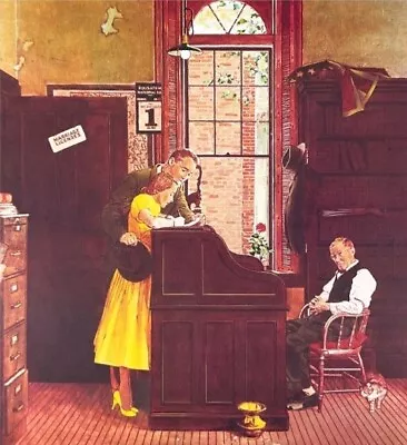 NORMAN ROCKWELL 1979 Signed Limited Edition Lithograph MARRIAGE LICENSE • $80