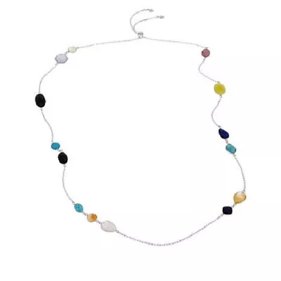 HSN Jay King Sterling Silver Multi-Gemstone Adjustable Station Chain Necklace  • $199.99