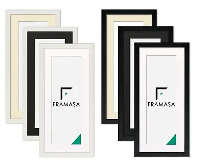 Panoramic Black Picture Frames White Photo Frames With White Ivory Black Mounts • £7.65