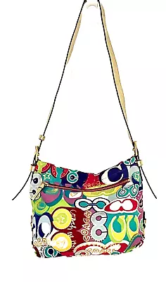 Coach Poppy C Graffiti Signature Hobo Duffle Shoulder Bag /Style # 24821E / Rare • $135