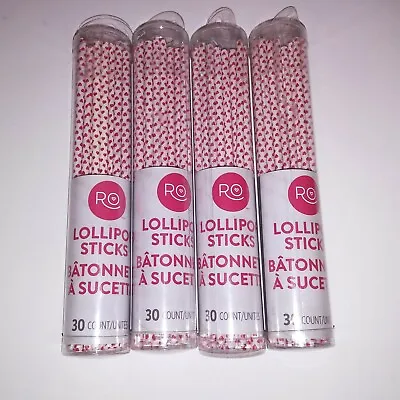 Cake Pop Sticks 120 Total (4 Packs Of 30) Red White Hearts Valentine's Day Bakin • $26.99