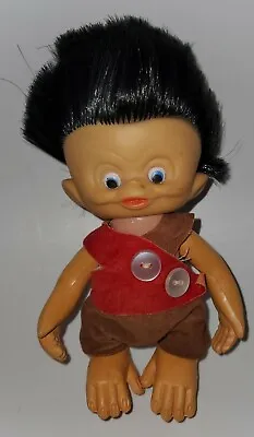 Vintage Unica Monkey Boy Troll Doll! 5.5” Black Hair Blue Eyes! 1960's Outfi! • $77.77