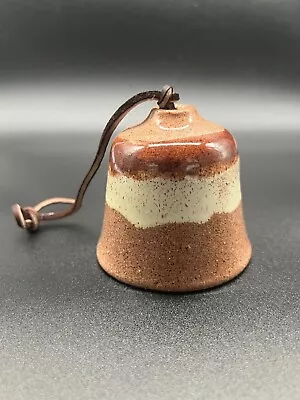 Rare Vintage 'Adia' Pottery Bell With Leather Strap And Ceramic Clanger • $26.80