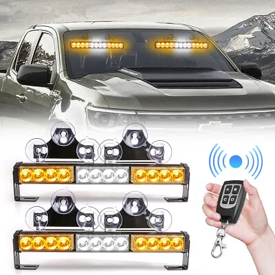 25  Windshield Traffic Advisor Emergency Warning Strobe Light Bar Amber White • $52.95