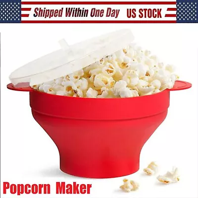 Popcorn Maker Popper Microwave Silicone Collapsible Bowl Container Kitchen • $9.95