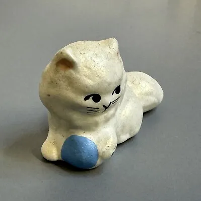 Vintage Miniature Porcelain Cat Playing With Ball Of Yarn Kitten Figurine C18 • $14.99