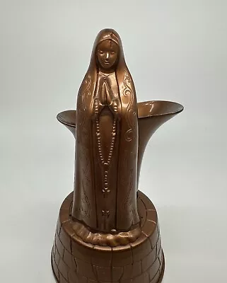 Vintage Our Lady Of Fatima Statue Shrine Rosary Holy Water Holder Mid Century • $17.89