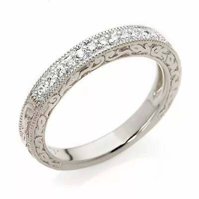 Vintage-Inspired Half-Eternity Ring In Simulated Diamond Sterling Silver 925 • $76.49