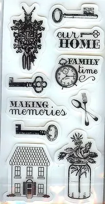 Cloud 9 Rubber Cling Stamps HOME  FAMILY TIME MAKING MEMORIES KEYS CLOCK • $9.99