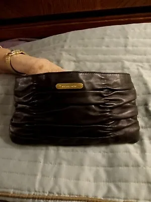 Michael Kors Black Leather Clutch Ripple Design Back And Front • $40