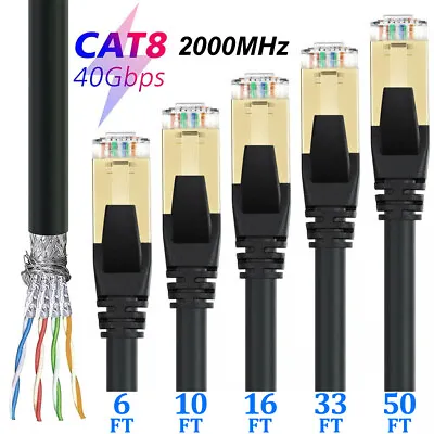 Cat 8 Ethernet RJ45 LAN Cable Super Speed 40Gbps Network Router Patch Cord Lot • $7.81