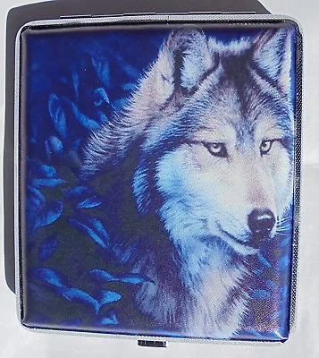 Eclipse Wolf Design Crushproof Metal Leathertte Cigarette Case 100s 3101L20Wolf • $8.99