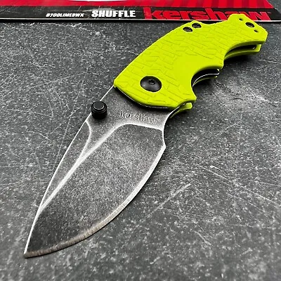 Kershaw Lime Green Shuffle Small Light EDC Bottle Opener Folding Pocket Knife • $5.50