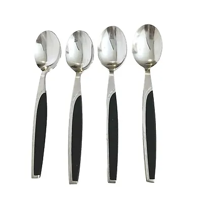 Mar Crest Ebony Elegance Atomic Starburst Teaspoons Set 4 Stainless Flatware • $40.49