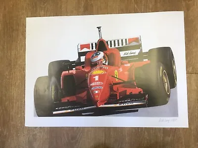 F1 Michael Schumacher In Ferrari Signed Nik Curry Print • £15