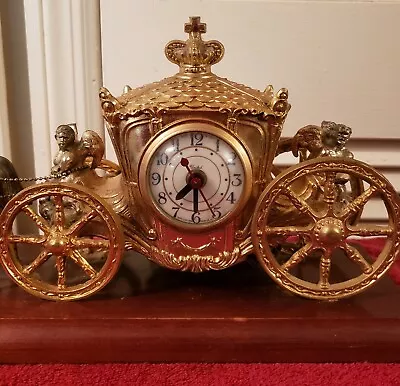 $145 • Buy United Clock Corp 640 Four Horse And Cinderella Carriage Clock, Circa 1940's   