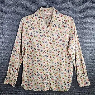 Vintage Lady Wrangler Retro Flower Print Long Sleeve Blouse Size 38 Pearl Snap • $25