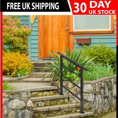 Iron Handrail Railing For Stairs 2-3 Steps Handrail For Garden Outdoor Step UK • £43.55