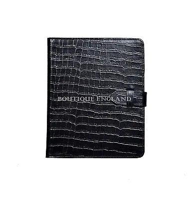 New IPAD 2 3 & 4 Black Croc Print Luxury Real Genuine Leather Cover Case Stand • £29.99