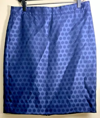 Womens 6 Skirt J. Crew Pencil Lined Navy Blue Polka Dot Hidden Zipper • $8.99