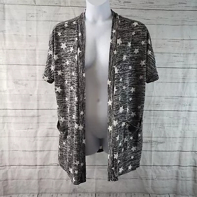 Torrid Womens Grey Star Marled Knit Cardigan Sz 2 Open Front Short Sleeve • $20.99