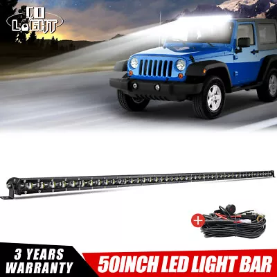 50 INCH LED Light Bar Flood Spot Combo +Wire For Jeep Wrangler JK TJ CJ Offroad • $97.99