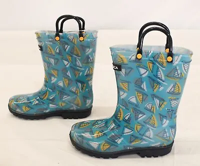 Nautica Toddler Boy's Colby Rain Boots LB3 Hawaiian Sailboat Size US:11 UK:10 • $15.19