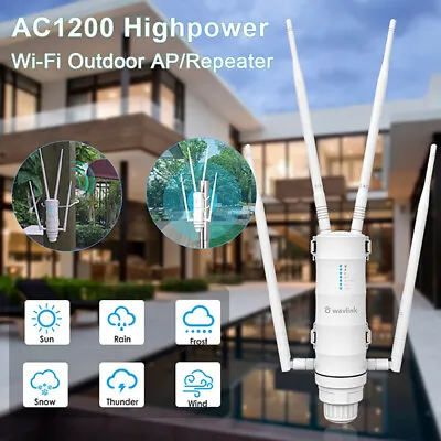 Wavlink AC1200 Outdoor Wireless WiFi Repeater High Gain AP 2.4&5G Range Extender • $125.89