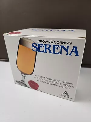 Vintage Serena Crown Corning Box Of 6 Beer Goblets 400ml Retro Crafted In Aust • $13.50