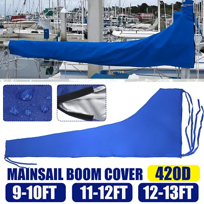 9-13ft 420D Sail Cover - Mainsail Boom Cover Waterproof Fabric Blue Boat • $39.24