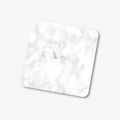 Acrylic White Square Marble Effect Coaster - Home / Pub / Bar - Printed • £3.68