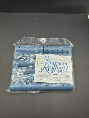 Vintage Salon Plastic Rollers Curlers Prop Plastic Blue Burmax Qty 12 New • $11.25