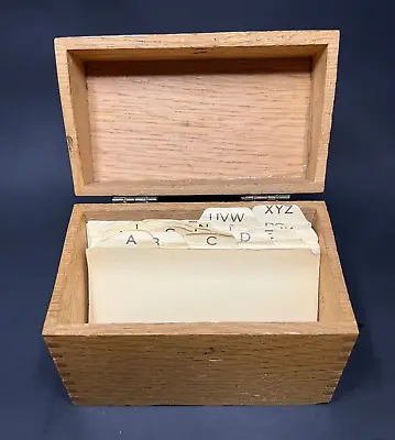 Wooden Recipe Box With Dovetail Corners Hinged Lid Card Files 5.5 X4  • $14.99